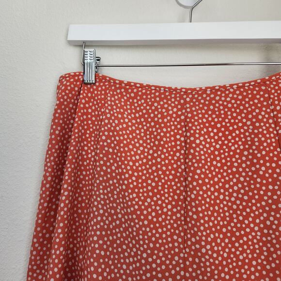 Vintage Orange Mottled Polka Dot High Waisted Fit and Flare Skirt 10 - Picture 5 of 9